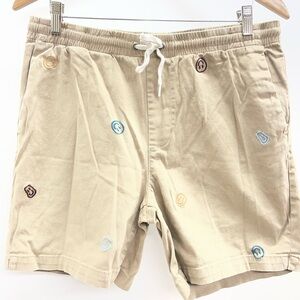 PacSun Tan Cargo Shorts with Embroidered Accents